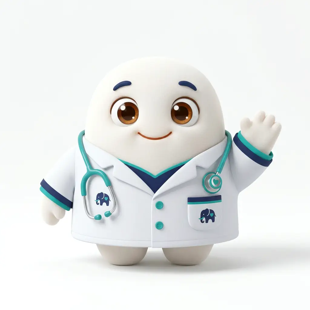 หมอน้อย mascot โบกมือต้อนรับ